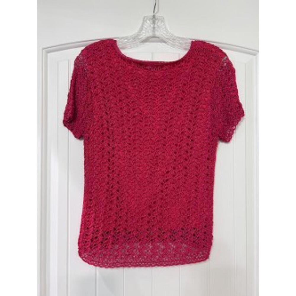 ✨ Emma James Dark Pink Crochet Top • Large *Spring & Summer Top - Picture 3 of 5